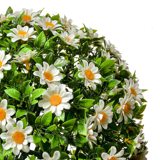 Clayre & Eef | Decoratie bol kunstbloem Margriet Wit Groen ø 30 cm | 6PL0324L