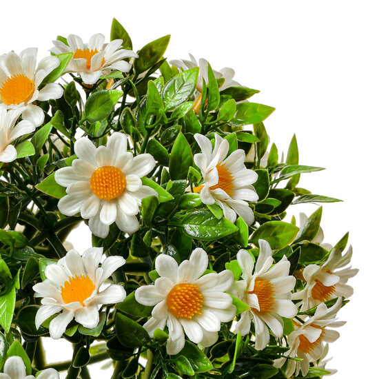 Clayre & Eef | Decoratie bol kunstbloem Margriet Wit Groen ø 10 cm | 6PL0324S