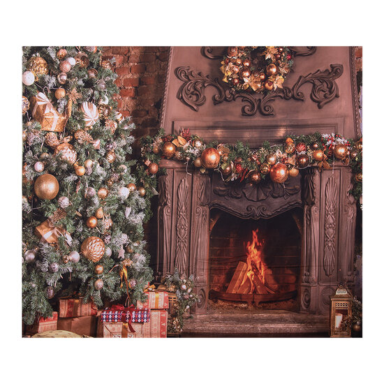 Clayre &amp; Eef | Wandkleed kerstboom Bruin Groen 180x1x210 cm | 6WK0038