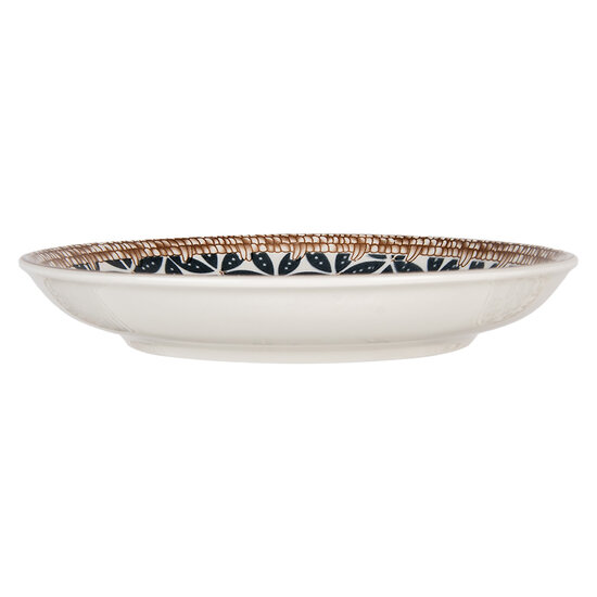 Clayre & Eef | Servies Ontbijtbord Wit Blauw ø 21x3 cm | 6CEDP0168