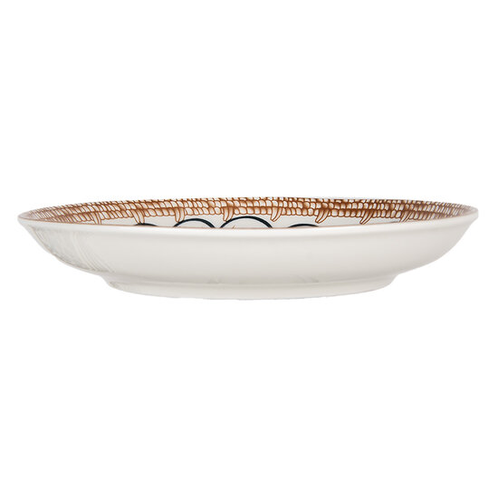 Clayre & Eef | Servies Ontbijtbord Wit Bruin ø 21x3 cm | 6CEDP0169