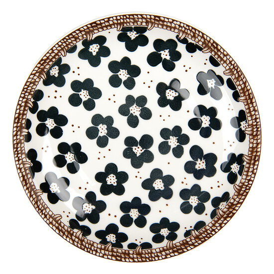 Clayre & Eef | Servies Ontbijtbord Wit Zwart ø 21x3 cm | 6CEDP0170