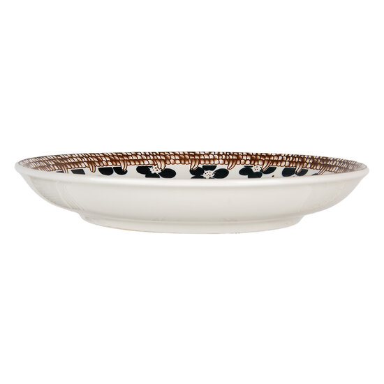 Clayre & Eef | Servies Ontbijtbord Wit Zwart ø 21x3 cm | 6CEDP0170