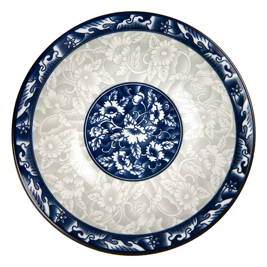 Clayre & Eef | Serveerschaal Wit Blauw ø 21x5 cm / 600 ml | 6CEPS0001