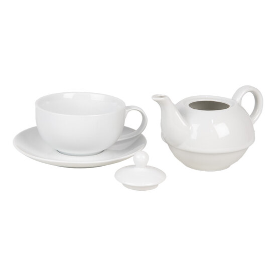 Clayre & Eef | Tea for One Wit 17x16x13 cm / 350 ml / 250 ml | 6CETEFO0001