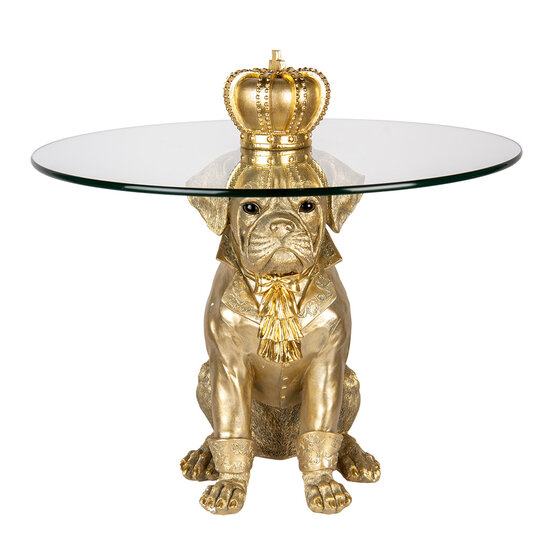 Clayre &amp; Eef | Bijzettafel Hond Goudkleurig &oslash; 55x55 cm | 50785