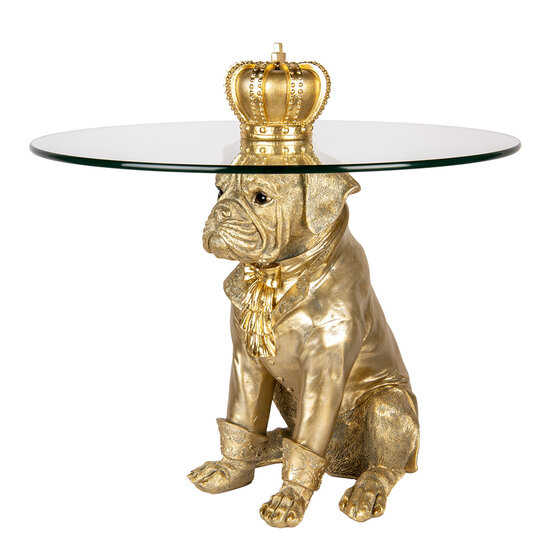 Clayre &amp; Eef | Bijzettafel Hond Goudkleurig &oslash; 55x55 cm | 50785