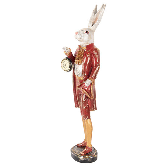 Clayre &amp; Eef | Decoratie Beeld Konijn Beige Rood 17x17x72 cm | 5PR0160