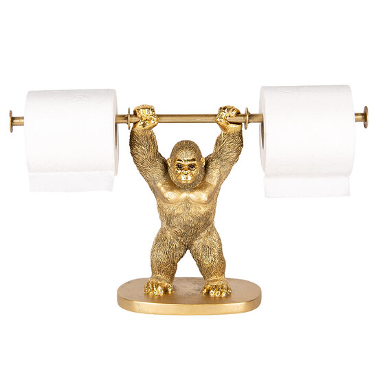 Clayre & Eef | WC Rolhouder Staand Orang-oetan Goudkleurig 40x12x23 cm | 6PR5104