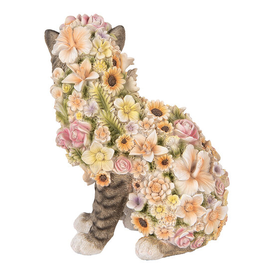 Clayre & Eef | Decoratie Beeld Kat Grijs Roze 25x19x31 cm | 6PR5111