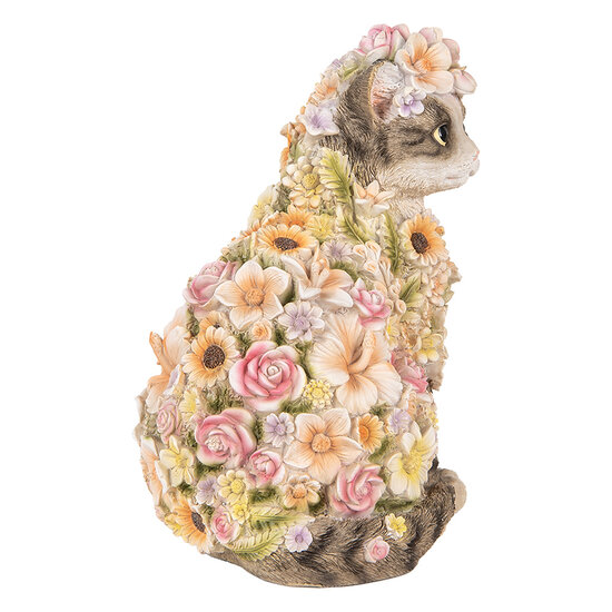 Clayre & Eef | Decoratie Beeld Kat Grijs Roze 25x19x31 cm | 6PR5111