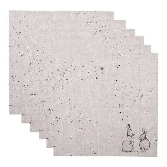 Clayre & Eef | Servetten Katoen Set van 6 Beige Grijs 40x40 cm | BNS43