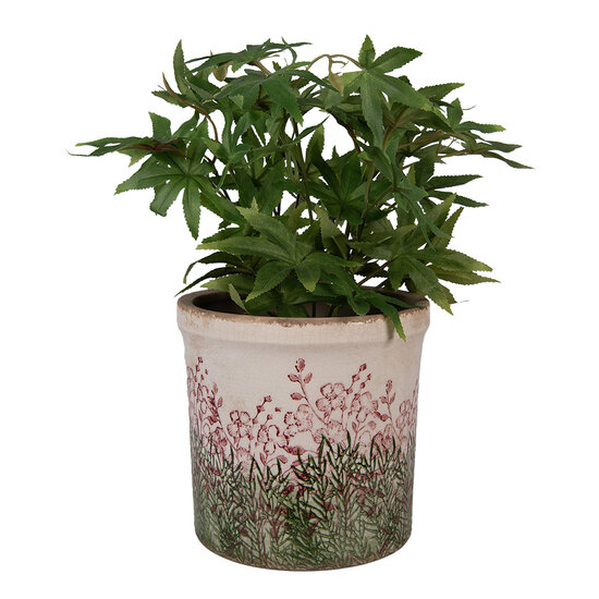 Clayre &amp; Eef | Bloempot Binnen Beige Groen &oslash; 18x17 cm | 6CE2017L