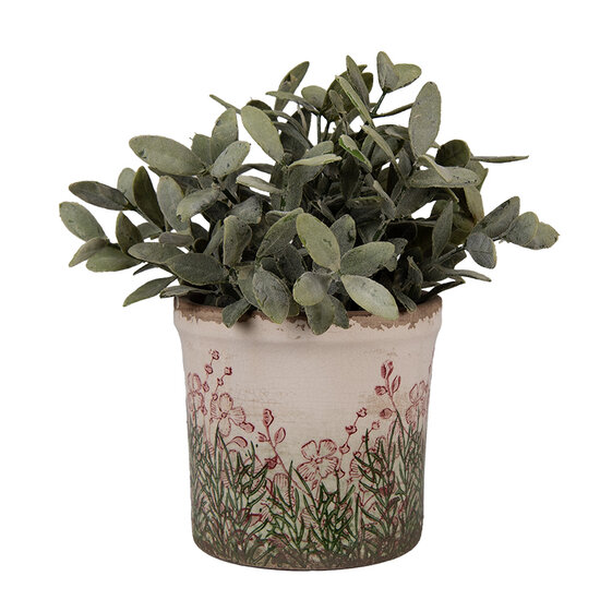 Clayre & Eef | Bloempot Binnen Beige Groen ø 13x12 cm | 6CE2017S