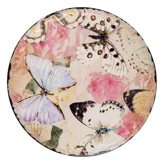 Clayre & Eef | Pannenonderzetter Beige Roze ø 16x1 cm | 6CE2054