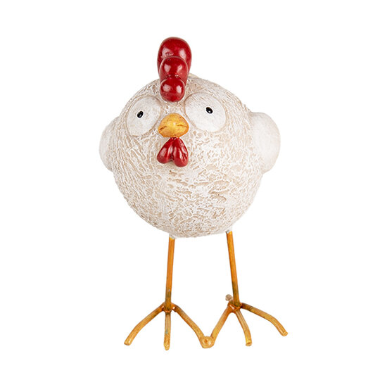 Clayre &amp; Eef | Decoratie Beeld Kip Wit Rood 10x6x11 cm | 6PR5270