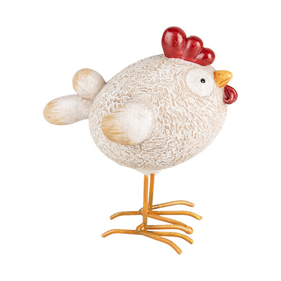 Clayre &amp; Eef | Decoratie Beeld Kip Wit Rood 10x6x11 cm | 6PR5270