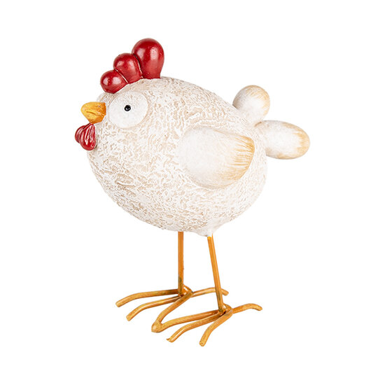 Clayre &amp; Eef | Decoratie Beeld Kip Wit Rood 10x6x11 cm | 6PR5270