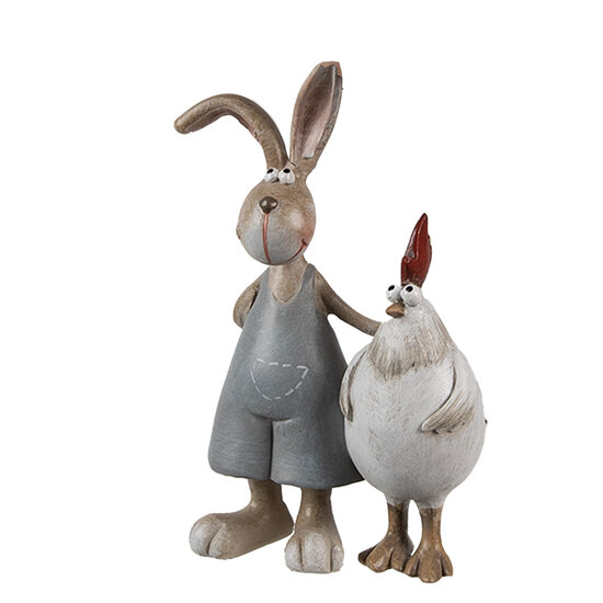 Clayre & Eef | Decoratie Konijn met Kip Bruin Wit 7x3x10 cm | 6PR5280