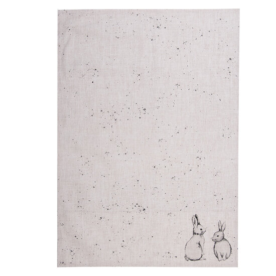Clayre & Eef | Theedoek Beige Grijs 50x70 cm | BNS42