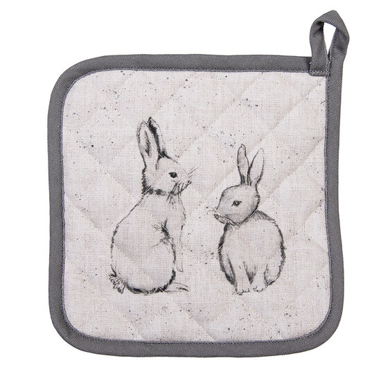 Clayre & Eef | Pannenlap Beige Grijs 20x20 cm | BNS45