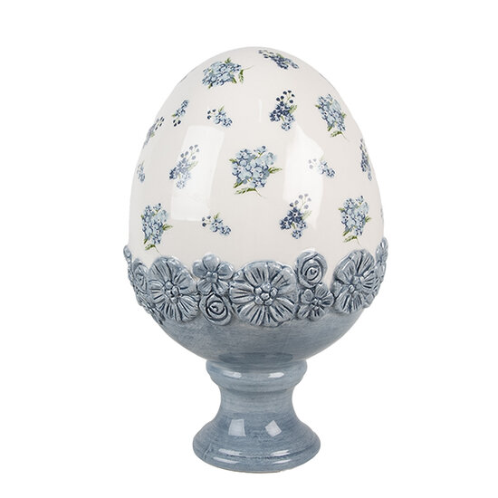 Clayre & Eef | Decoratie Beeld Ei Wit Blauw ø 12x19 cm | 6CE2038
