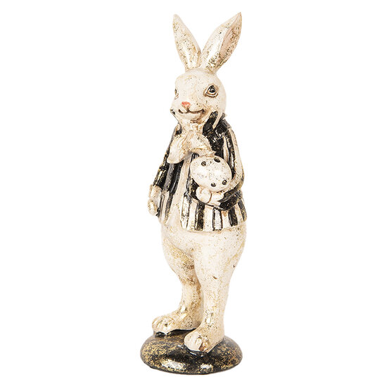 Clayre & Eef | Decoratie Beeld Konijn Beige Zwart 8x9x25 cm | 6PR5098