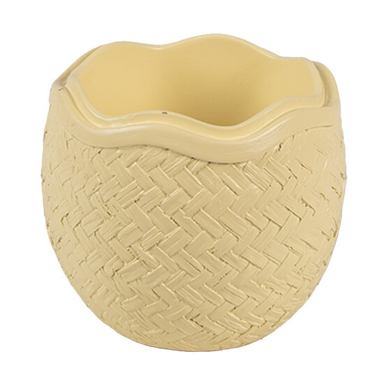 Clayre & Eef | Decoratief Schaaltje met Deksel Geel Wit 11x10x20 cm | 6PR5129