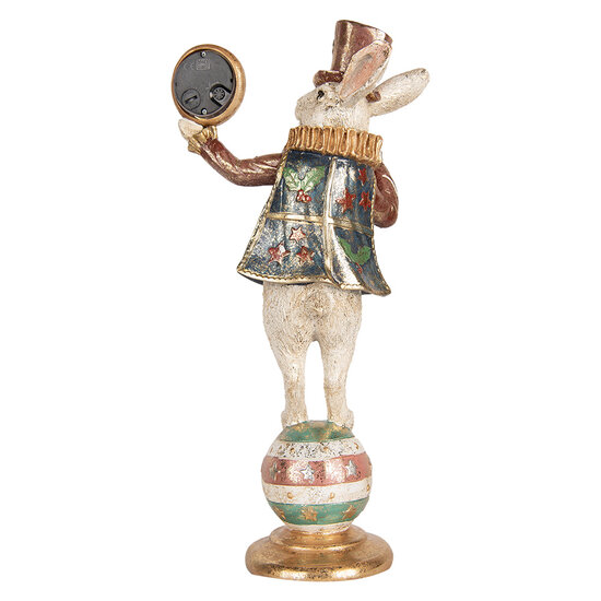 Clayre &amp; Eef | Decoratie Beeld Konijn Wit Groen 17x11x35 cm | 6PR5139