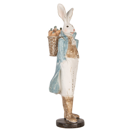 Clayre & Eef | Decoratie Konijn Wit Blauw 13x12x38 cm | 6PR5156