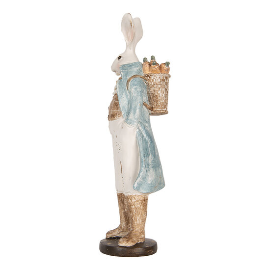 Clayre & Eef | Decoratie Konijn Wit Blauw 13x12x38 cm | 6PR5156