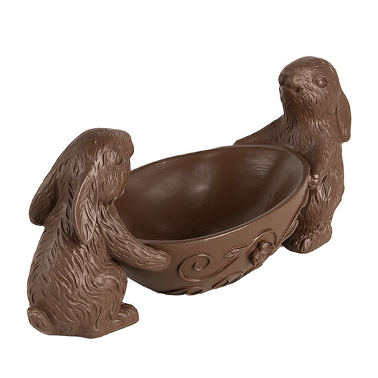 Clayre & Eef | Decoratie Beeld Konijnen met ei Bruin 34x15x15 cm | 6PR5207