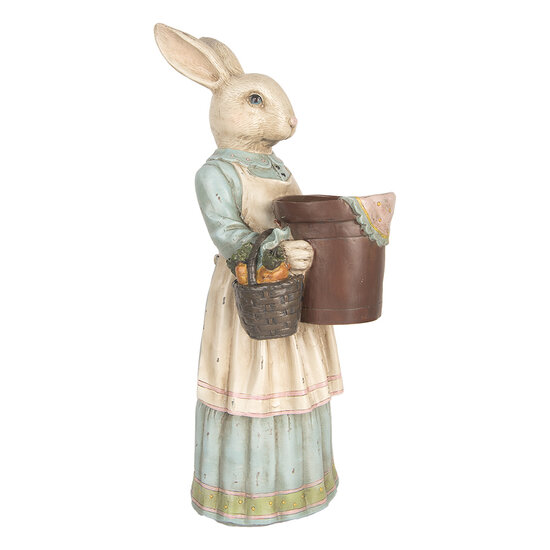 Clayre & Eef | Decoratie Beeld Konijn Beige Blauw 23x17x46 cm | 6PR5428