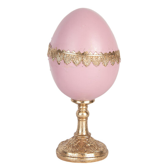 Clayre & Eef | Decoratie Beeld Ei Goudkleurig Roze 11x10x21 cm | 6PR5433