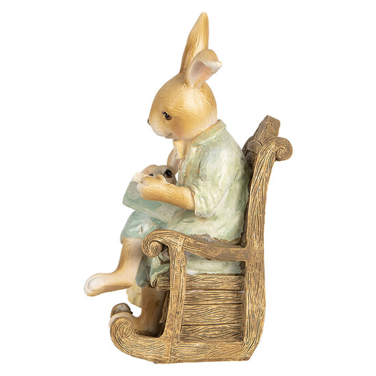 Clayre & Eef | Decoratie Beeld Konijn Beige Groen Geel 12x11x17 cm | 6PR5454