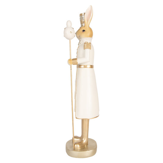 Clayre & Eef | Decoratie Beeld Konijn Beige Wit Goudkleurig 13x12x47 cm | 6PR5469