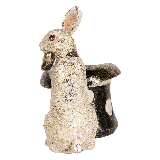 Clayre & Eef | Decoratie Beeld Konijn Beige Zwart 20x13x19 cm | 6PR5491