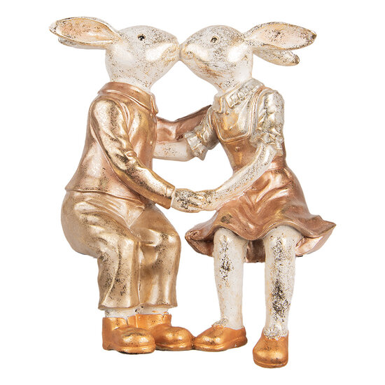 Clayre & Eef | Decoratie Konijnen Beige Goudkleurig 32x17x35 cm | 6PR5502