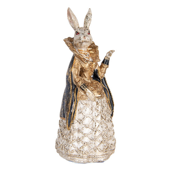 Clayre & Eef | Decoratie Beeld Konijn Beige Goudkleurig 11x10x24 cm | 6PR5503