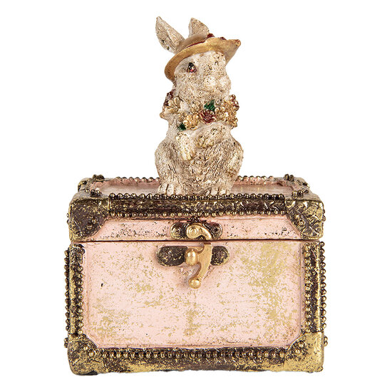 Clayre & Eef | Decoratie Konijn Beige Roze Goudkleurig 12x8x16 cm | 6PR5506