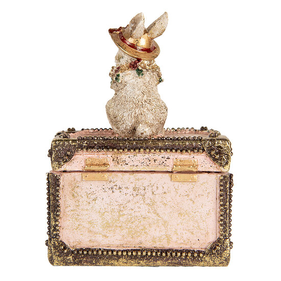 Clayre & Eef | Decoratie Konijn Beige Roze Goudkleurig 12x8x16 cm | 6PR5506