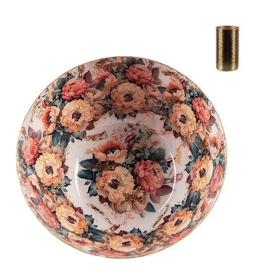 Clayre & Eef | Kandelaar Goudkleurig Wit ø 14x6 cm | 65882