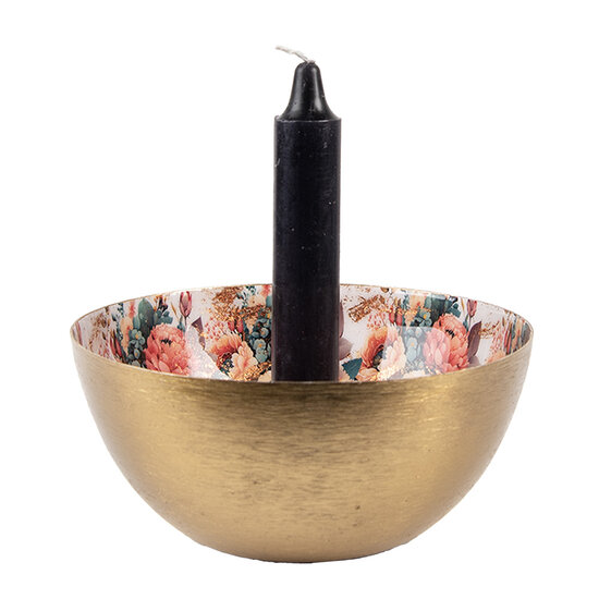 Clayre & Eef | Kandelaar Goudkleurig Wit ø 14x6 cm | 65882
