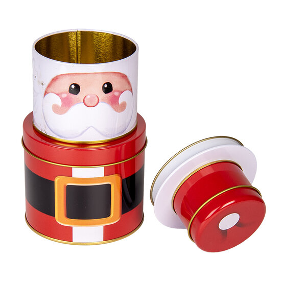 Clayre & Eef | Opbergdoos set van 3 Rood zwart ø 11x21 cm | 6BL0135