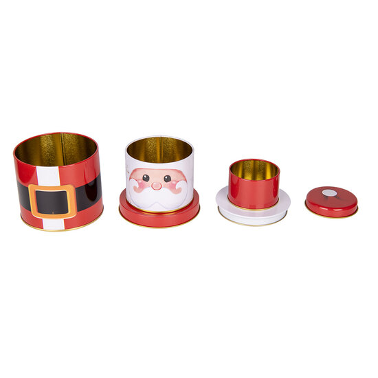 Clayre & Eef | Opbergdoos set van 3 Rood zwart ø 11x21 cm | 6BL0135