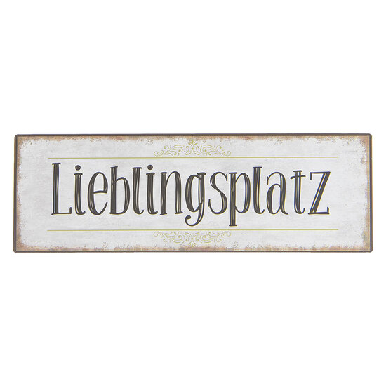 Clayre & Eef | Tekstbord Wit Zwart 30x1x10 cm | 6Y2808