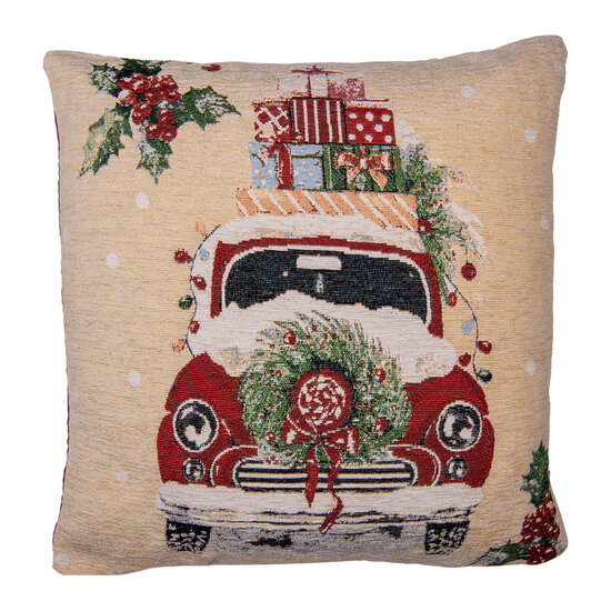 Clayre & Eef | Kussenhoes Beige Rood 44x44 cm | KT021.381