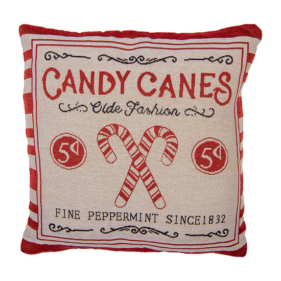 Clayre &amp; Eef | Kussenhoes Beige Rood 44x44 cm | KT021.385
