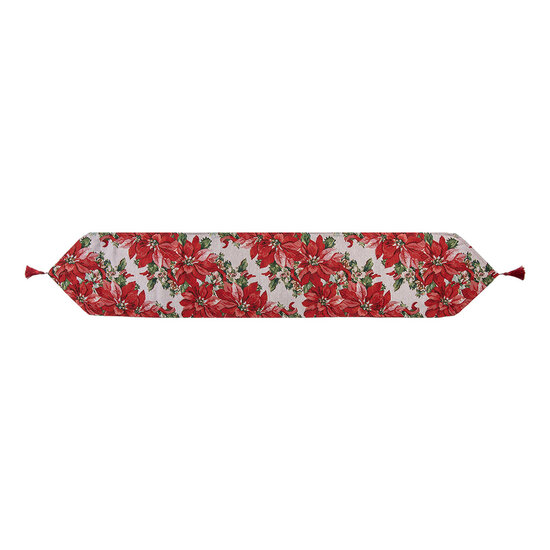 Clayre & Eef | Tafelloper Rood Groen 33x180 cm | KT065.011