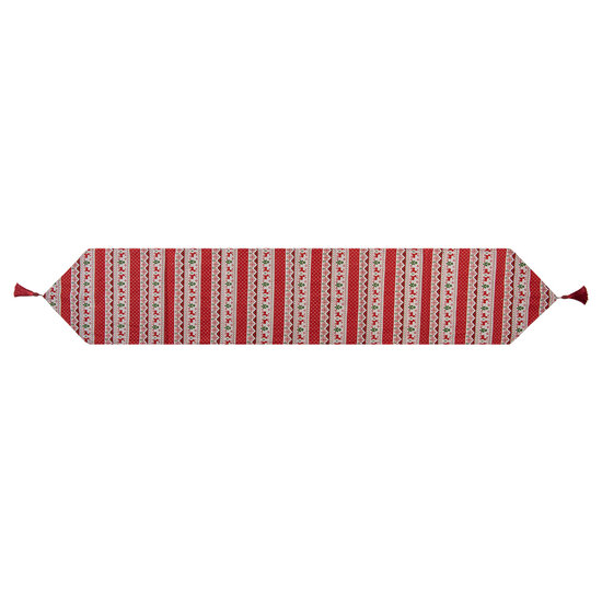 Clayre & Eef | Tafelloper Rood Beige 33x180 cm | KT065.014